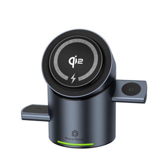 New Truly Qi2 3 in 1 15W Magsafe Magnetic Touch Button Wireless Charger for Android Iphone Iwatch Airpods Fast Charging Station